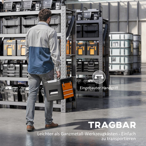 Rootz Tool Box - Storage Chest - Steel Organizer - Scratch & Rust Resistant - 49.7cm x 25.3cm x 28.9cm