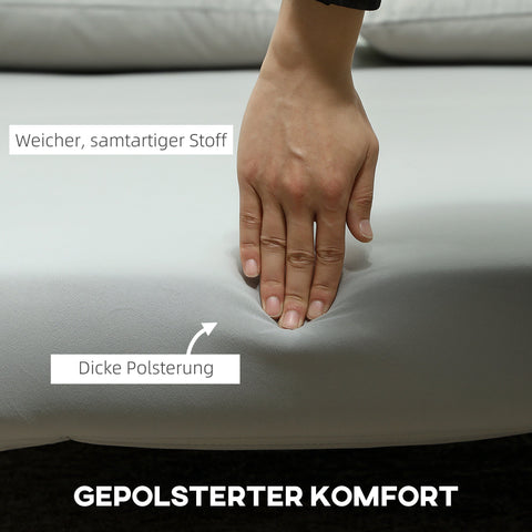 Rootz 2-Seater Sofa - Relax Sofa - Couch with Sleep Function - Velvet Optics, Incl. 2 Pillows, 130 x 78 x 79 cm, Grey