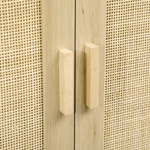 Rootz Bohemian Style Sideboard - Rattan Cabinet - Woven Storage - Adjustable Shelf - 80cm x 40cm x 80cm Natural