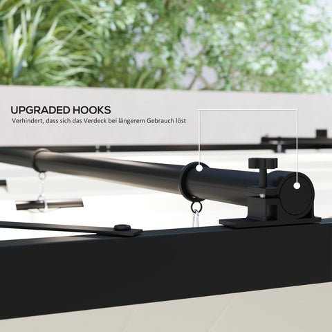 Rootz Pergola Gazebo - Garden Canopy - Outdoor Pavilion - UPF30+ Protection - 298cm x 298cm x 230cm - White- Black