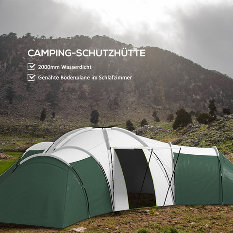 Rootz Camping Tent for 6-9 People - 4 Room Tents - Waterproof Tents - Ultimate Comfort - 615x615x225cm