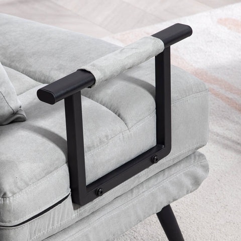 Rootz 3-in-1 Sleeping Armchair - Recliner - Convertible Chair - Adjustable Backrest - 71x71x97cm/185x68x26cm (Bed) - Velvet Grey