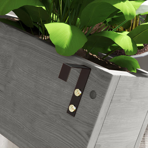 Rootz Wall Mounted Flower Box Set – Planter Rack – Vertical Garden – Space Saving – Solid Wood – 60x16x80cm – Freely Movable – Grey