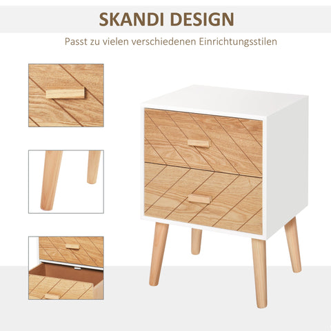 Rootz Bedside Night Table - Nightstand - Corridor Dresser - Modern Retro Design - 40 x 30 x 55.5 cm