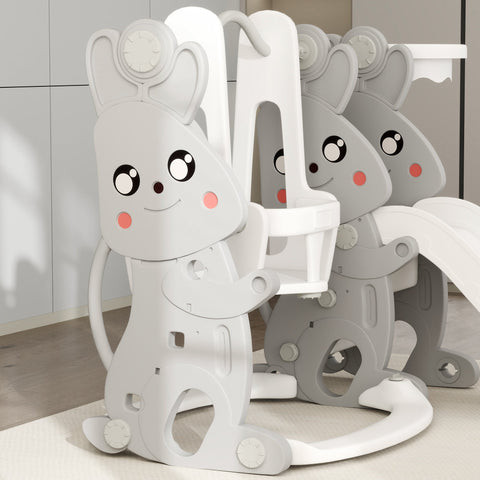 Rootz 4-in-1 Game Set for Toddlers - Swing Set - Slide - Climbing Frame - Basketball Basket - Plastic Fun - 147.5cm x 160cm x 107cm