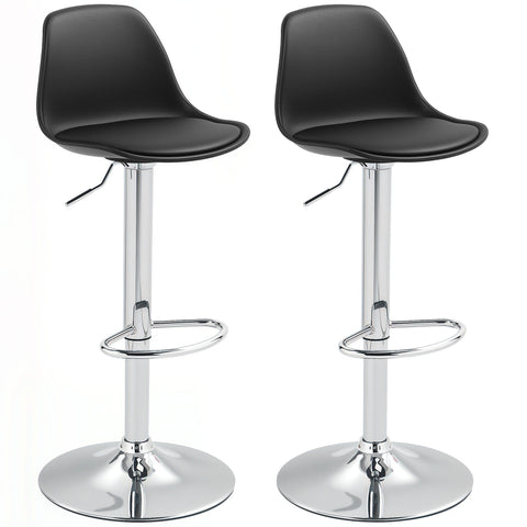 Rootz 2 Set Bar Stools - Bar Chairs - Swivel Chairs - Height Adjustable Comfort - 42x38x82-104 cm - Black and Silver