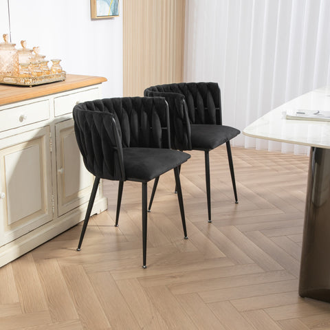Rootz 2 Piece Modern Velvet Dining Chairs - Luxury Dining Room Seats - Elegant Velvet Chairs - Comfort & Style - 57cm x 50cm x 72cm