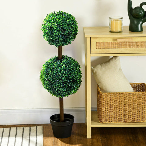 Rootz Artificial Boxwood Set - Fake Plants - Faux Shrubs - No Maintenance - 90cm Height - Ø20 cm & Ø25 cm Spherical Socket - Ø18 x 14 cm Pot