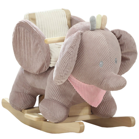 Rootz Rocking Animal Elephant Swing - Interactive Sound Toy - Plush Rocker - Toddler Ride-On - Secure & Safe - 65 x 35 x 50 cm - Brown