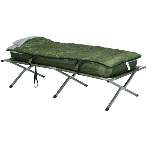 Rootz Campingbedje - Campingbed - Luchtbed - Slaapzak - Set van 5 - Inclusief Transporttas - Groen - 193 x 86 x 43/63 cm