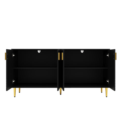 Rootz Black Sideboard - Buffet Table - Storage Cabinet - Unique Shaft Design - Elegant Dining Room Addition - 152cm x 40cm x 75cm