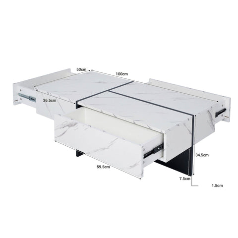 Rootz Coffee Table - Elegant Center Table - Living Room Table - LED Lighting System - 100L x 50W x 34.5H cm