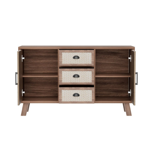 Rootz Stylish Sideboard - Storage Cabinet - Elegant Buffet - Timeless Design - Herringbone Pattern - 120L x 40W x 84H cm