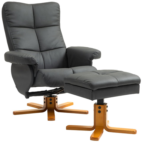Rootz Relaxation Chair with Stool - Recliner - Swivel Chair - 145° Tilt & Storage - Grey - 80cm x 86cm x 99cm