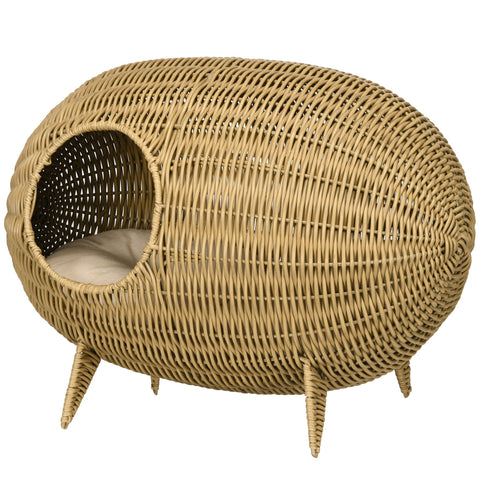 Rootz Elevated Cat Bed - Cozy Basket - Cat Cave - Great Comfort - 55L x 36W x 42H cm Pillow Included