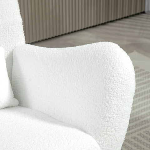 Rootz Rocking Chair - Fluffy Chair - Glider Chair - Luxurious Comfort - 67cm x 95cm x 100cm - White