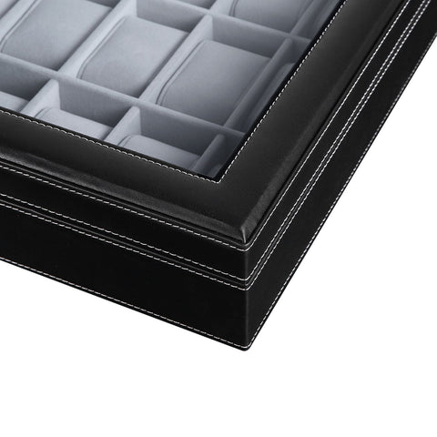 Rootz Large Watch Box - Timepiece Organizer - Jewelry Storage - Glass Window - Lockable - 35cm x 22cm x 8cm