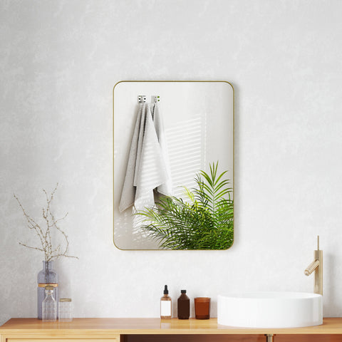 Rootz Bathroom Wall Mirror - Rectangular Mirror - Golden Frame - Rust & Water Resistant - 50 x 70cm Aluminum Alloy