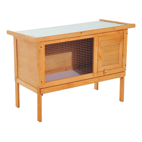 Rootz Small Animal Hutch - Rabbit Shelter - Pet Enclosure - Durable & Weatherproof - Easy to Clean - Secure & Safe - 90cm x 45cm x 65cm - Fir Wood & Metal