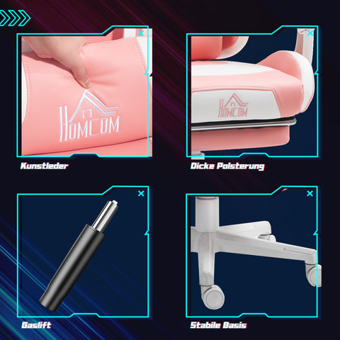 Rootz Gaming Armchair with Cat Ears - Gamer Chair - Reclining Chair - Ultimate Comfort - 65cm x 62cm x 116-124cm