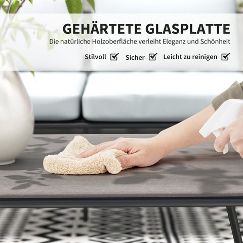 Rootz Poly Rattan Garden Sofa Set - Outdoor Lounge Set - Patio Furniture - Weatherproof - 116 x 60 x 69 cm - Brown/ Grey