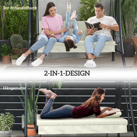 Rootz Hollywood Swing Bench - Swing Lounger - Outdoor Seating - Adjustable Backrest - 200cm x 125cm x 170cm