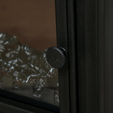 Rootz Electric Fireplace - Freestanding Heater - Flame Effect - Transparent Glass Door - 1000W/2000W - 36.5cm x 24cm x 45.5cm