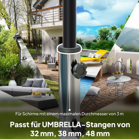 Rootz Granite Parasol Stand - Umbrella Holder - Weighted Base - Weatherproof - Ø44.5x37.5cm Granite