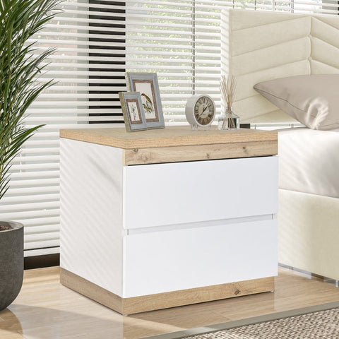 Rootz Stylish Bedside Table - Nightstand - Bedside Cabinet - Ample Storage - 55cm x 40cm x 55cm