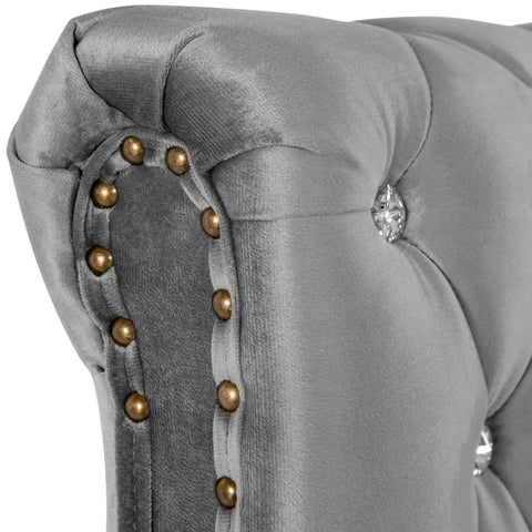 Rootz Upholstered Bed - Sleep Platform - Bedroom Furniture - Adjustable Headboard - Velvet Finish - 219cm x 189cm x 92/97/105cm