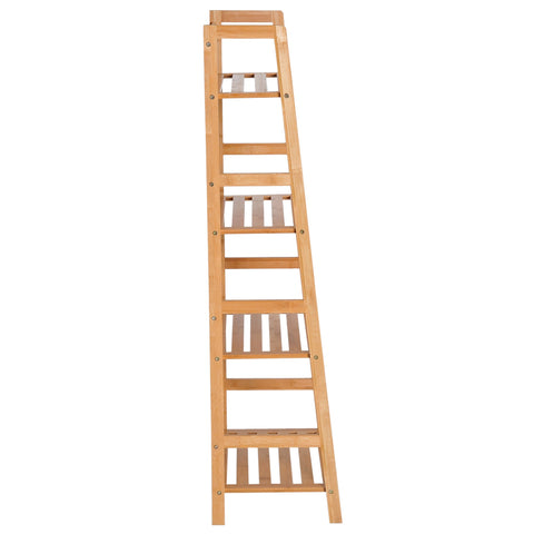 Rootz 4 Level Bamboo Conductor Shelf - Natural Wood Shelf - Durable Organizer - Space Saver - 48L x 31.5B x 120H cm