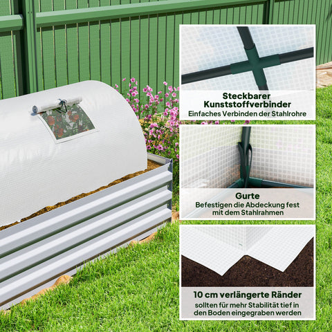 Rootz Foil Greenhouse - Mini Tunnel Greenhouse - UV-Resistant Plant Shelter - White Plastic Film - 300 x 80 x 45 cm