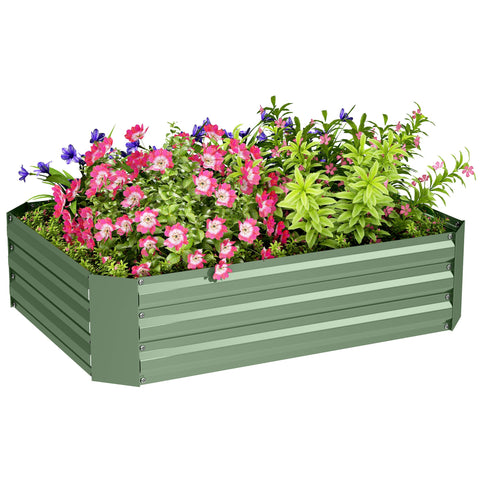 Rootz Raised Garden Bed - Plant Box - Flower Box - Galvanized Steel - Rust Protection - 120cm x 90cm x 30cm - Green