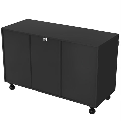 Rootz Black Sideboard Storage Cabinet - Towel Holder - Kitchen Buffet - Spacious Design - 120cm x 40cm x 75.5cm