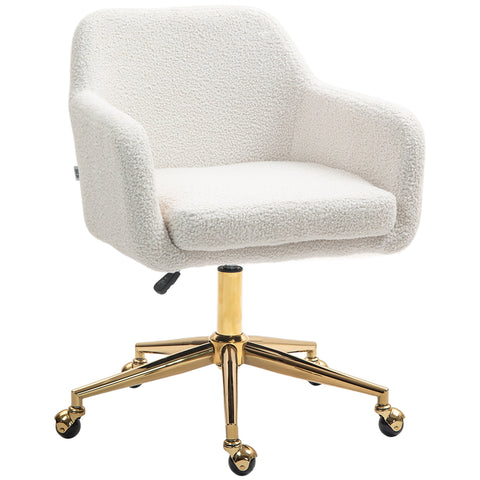 Rootz Height-Adjustable HomeOffice Chair - Desk Chair - Swivel Chair - Luxurious Comfort - 60x61x79-88cm - White Velvety Cover