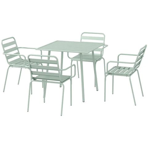 Rootz Garden Furniture Sets - Dining Table - Modern Design - 5-piece - Outdoor Furniture Set - Weatherproof - Steel - Green - 80 x 80 x 74 cm