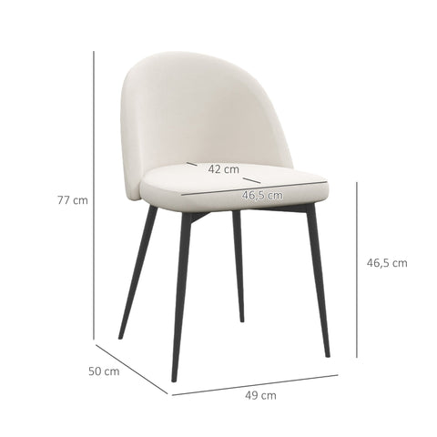 Rootz Set of 2 Dining Room Chairs - Scandinavian Kitchen Chairs - Velvet Padded Seats - Optimal Comfort - 49cm x 50cm x 77cm