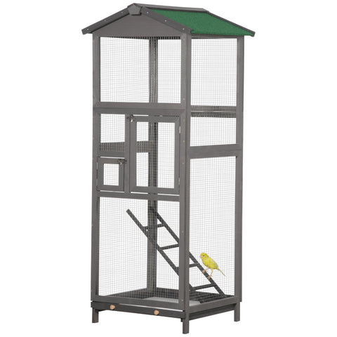 Rootz Bird Cage Solid Wood - Aviary - Outdoor Cage - Spacious Interior - 68cm x 63cm x 165cm