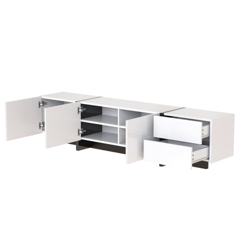 Rootz High Gloss TV Cabinet - Media Stand - Entertainment Unit - Ample Storage - 190L x 35W x 45H cm