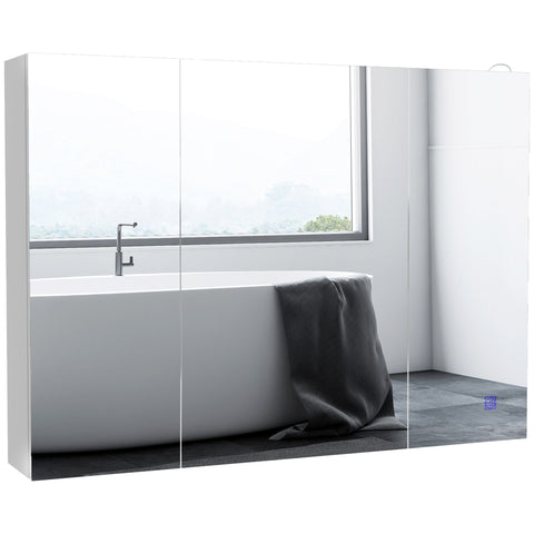 Rootz Wall-mounted LED Bathroom Mirror Cabinet - 2-in-1 Furniture - Vanity Cabinet - Adjustable Brightness - 90L x 15W x 65H cm
