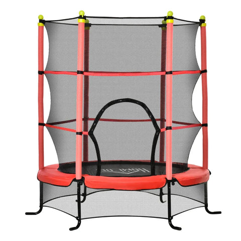 Rootz Children's Trampoline - Safety Net - Edge Padding - Weatherproof - Metal Frame - Up To 50 Kg - Steel - Plastic - Red - Ø163cm X 163cm