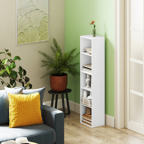 Rootz White Bookshelf - 5-Tier Shelf - Adjustable Storage - Flexibility in Organization - 30 x 24 x 133.5 cm