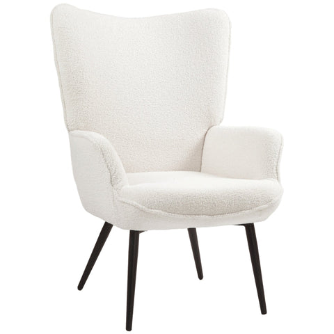 Rootz Wingback Accent Chair - Reading Nook Chair - Lounge Chair - Faux Lamb Fabric - High-Density Foam - 71cm x 77cm x 102cm