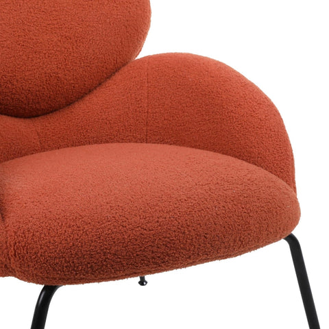 Rootz Teddy Velvet Dressing Chair - Comfy Seating - Modern Armchair - High-Density Foam - 74.1cm x 77.9cm x 81cm - Easy Assembly Orange