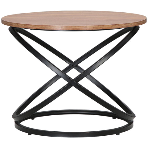 Rootz Round Coffee Table - Industrial Design - Side Table - Elegant Touch - Black & Brown - Ø 60 x 46H cm