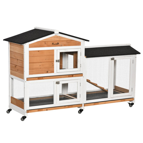 Rootz Rabbit Stable - Animal Villa - Outdoor Rabbit Hutch - Secure & Spacious - 157.4cm x 53cm x 99.5cm