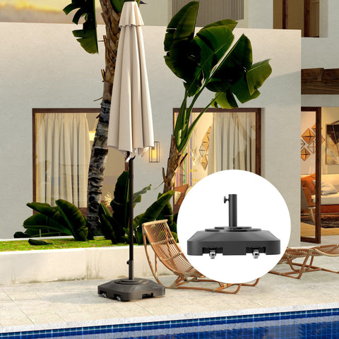 Rootz Garden Umbrella Stand - Parasol Base - Fillable Stand - Stability & Mobility - 48cm x 48cm x 32.5cm