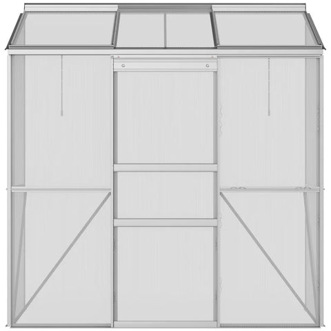 Rootz Lean-to Greenhouse - Sliding Door - Roof Window - Polycarbonate + Aluminum - Silver - 192 x 68 x 196 cm