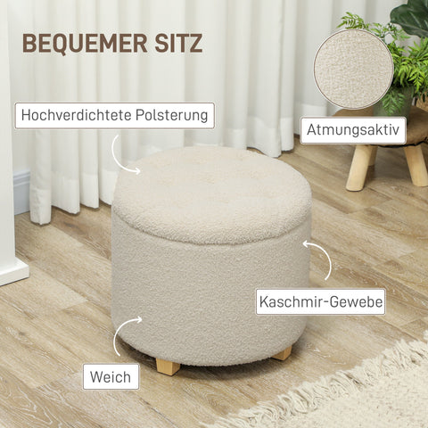 Rootz Round Stool with Storage - Footstool - Ottoman - Spacious 31.8L Storage - Ø45 x 41H cm - Brown