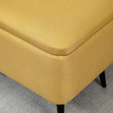 Rootz Bank Storage Bench - Fabric Storage Ottoman - Yellow Footstool - Offers Optimal Comfort - 101b x 38.5t x 44.5h cm